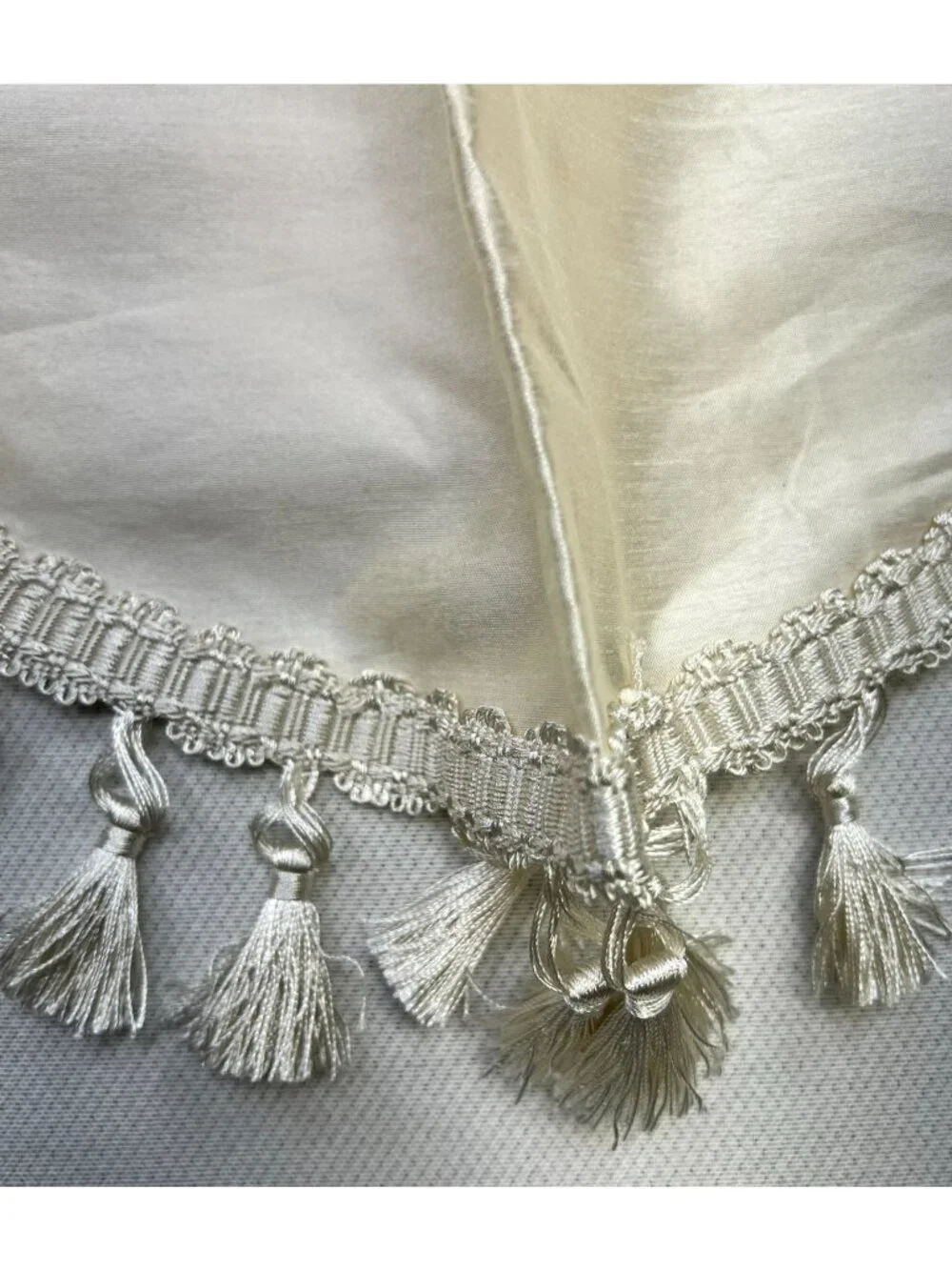Cream Tassel Trim Rod Pocket Elegant Decorative Window Valance Curtain
